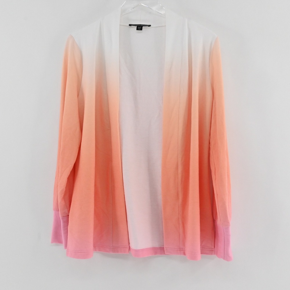 Boston Proper Ombre Open Front Cardigan Womens Size M Orange Pink Sunset 2BT9170